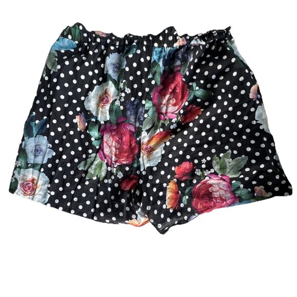 Johnny Was Workshop Size L Polkalona Floral Paperbag Shorts Boho Chic Cotton - Picture 5 of 13